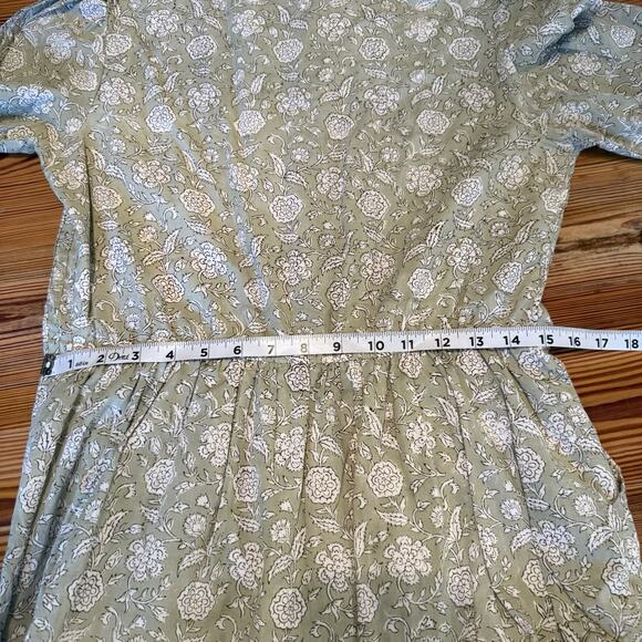 Beau & Ro Annika Dress Sz S Sage Floral Pintuck Ruffle Cottagecore Prairie Maxi - Picture 11 of 14